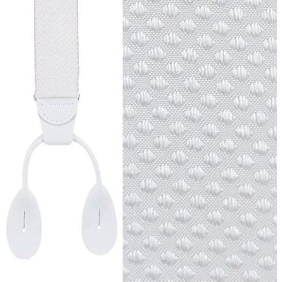 HOLD'EM 100% Silk Suspenders For Men Y-Back Button End – White Pin Dot - Picture 2 of 7